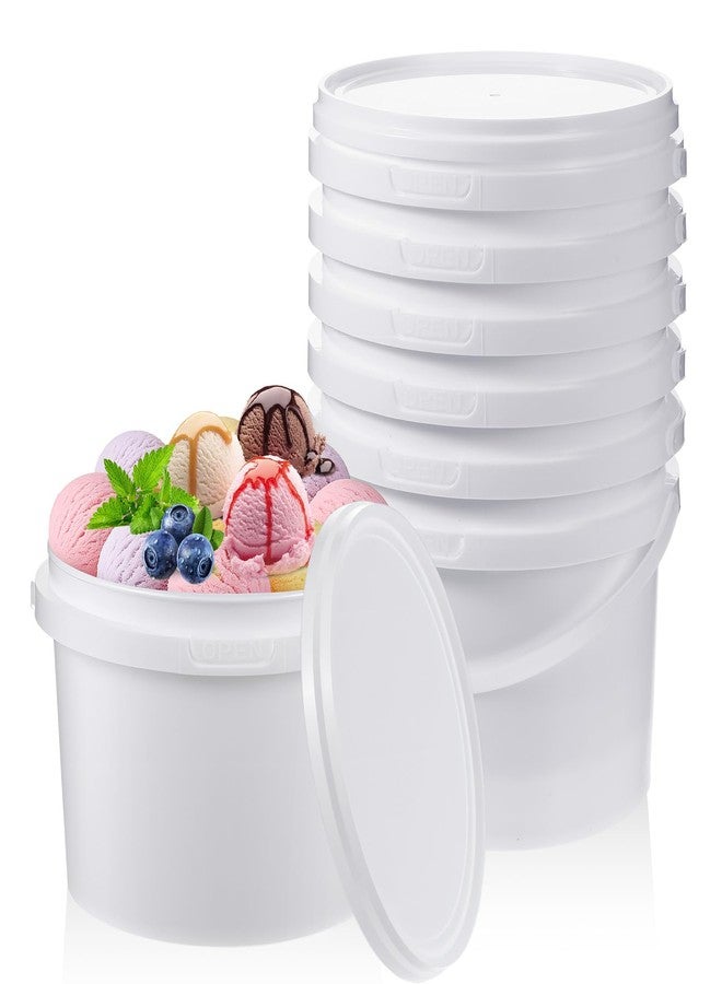Exclaith 12 Pcs 100oz Ice Cream Buckets with Lids White Plastic Bucket with Handle Food Grade Freezer Food Storage Containers for Drinks Freezer Safe Ice Cream Tubs Art Crafts Projects Garage Organization - Image 1